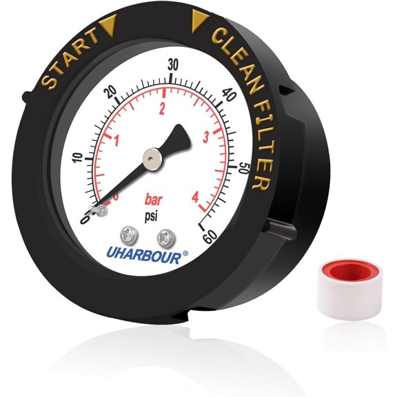 Pool Pressure Gauge 60psi 1/4" NPT Back Mount, 2" Dial Pool Filter Pressure Gauge with Adjustable Bezel, Pool Pump Pressure Gauge Replacement for Swimming Pool Valve Filter