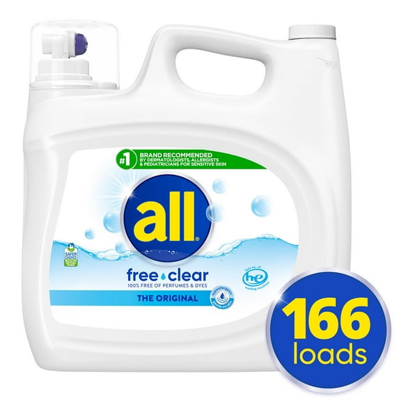 all Liquid Laundry Detergent, Free Clear for Sensitive Skin, 208oz, 166 loads