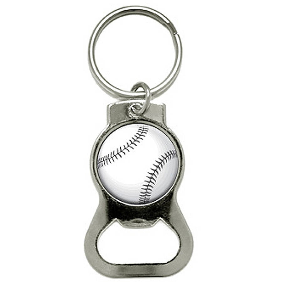 Baseball Bottle Cap Opener Keychain Ring