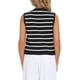 thumbnail image 3 of Chaleco de punto a rayas INSPIRE CHIC para mujer, con cuello en V, botones, sin mangas, talla XL, negro, 3 of 6