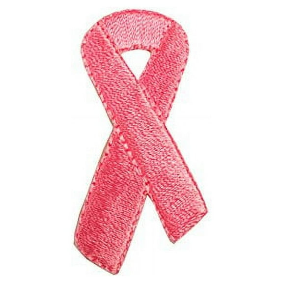 Altotux 2" X 1" Self Adhesive Pink Breast Cancer Awareness Yellow Ribbon Embroidered Patch Sticker Iron Sew On Applique (Pink)