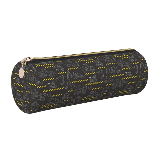 Disketp Retro Excavator Estuche Organizador de Lápices de Cuero, Estuche de Oficina con Cremallera para Bolígrafo y Lápiz
