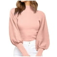 thumbnail image 3 of Duoif Sweaters for Women Trendy Womens High Collar Solid Color Long Sleeve Pullover Sweater Knit Thick Casual Tops Women's Sweaters Womens Tops A L, 3 of 7