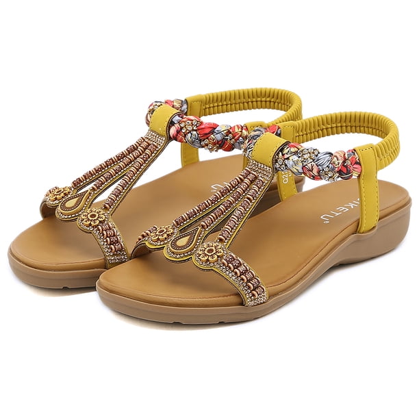 Sandalias con punta abierta para mujer cómodas sandalias planas elásticas sandalias con punta abierta para mujer