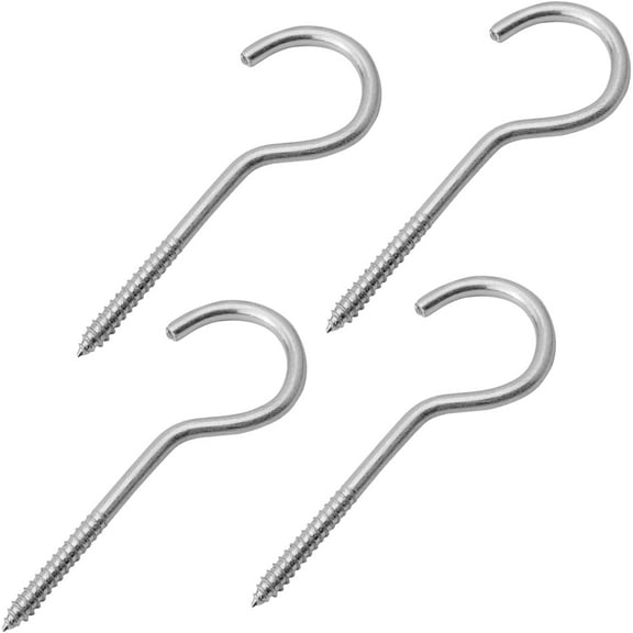 Self Tapping Screws Hook Ceiling Cups Hooks 3" Length Iron Screw in Hanger Hook Eye Shape Ring Hooks for Home Office Hanging Plants Outdoor Silver 20Pcs