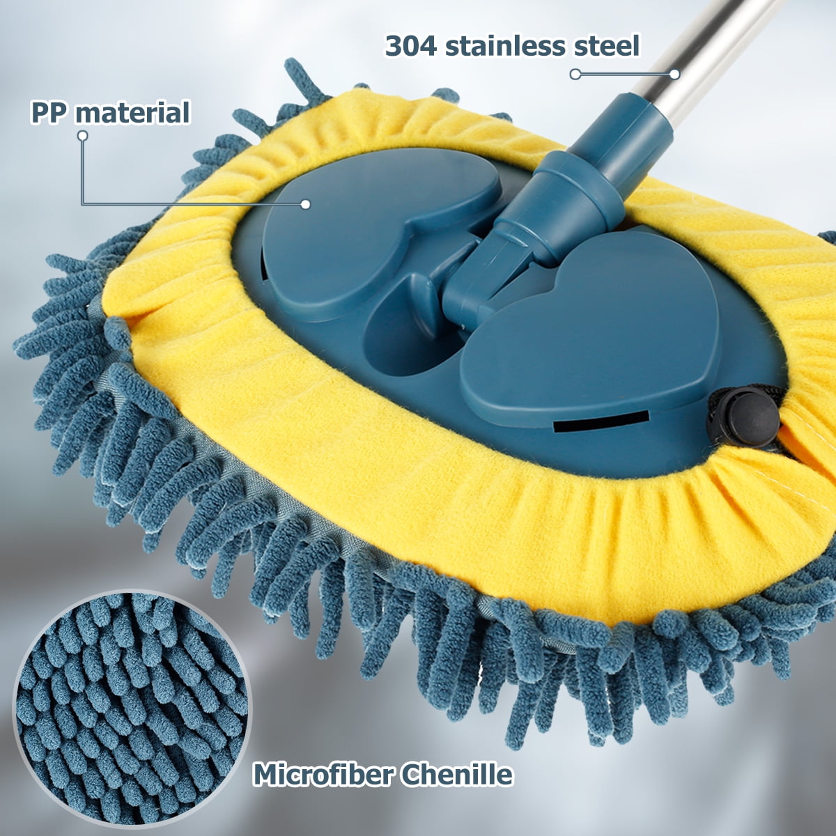 360° Rotation Head Microfiber Car Wash Brush Cleaning Mop Auto Truck Long  Handle