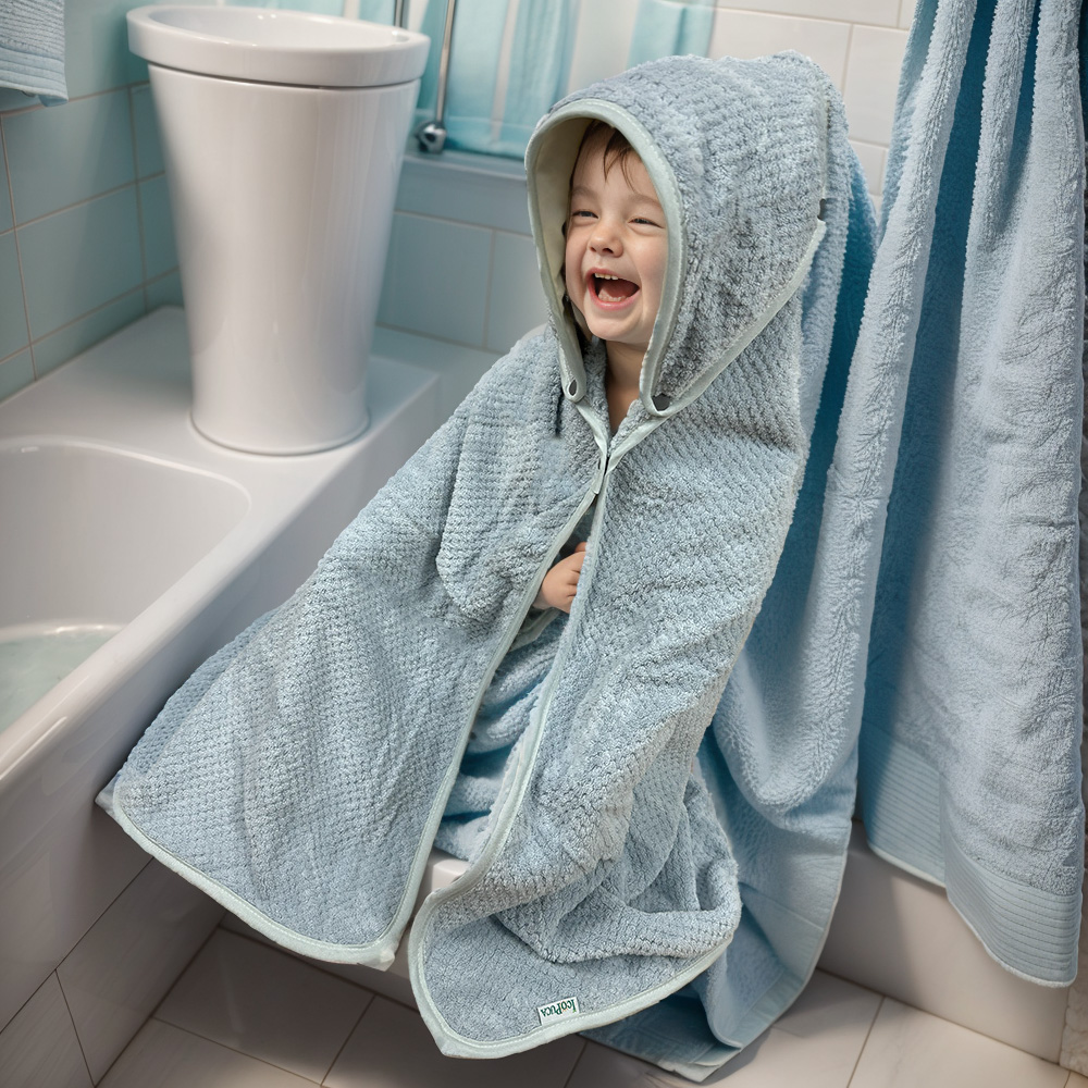 3 in 1 Baby hooded towel, removable hood, Children's Bath Towel Gray and blue 2 pack