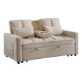 thumbnail image 3 of Devion Furniture Modern Velvet Sleeper Sofa with Cup Holder in Beige, 3 of 20
