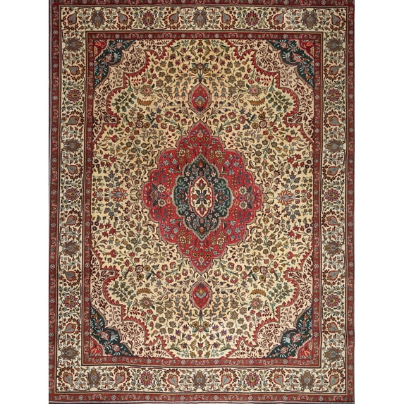Ahgly Company Machine Washable Indoor Rectangle Traditional Fall Leaf Brown Green Area Rugs, 8' x 10'