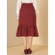 thumbnail image 5 of Allegra K Falda a media pierna con cintura elástica y lunares para mujer Vino rojo M Unique Bargains Falda, 5 of 6