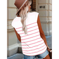 thumbnail image 4 of Tops Elegantes e Informales de Verano para Mujer, Camisas A Rayas, Tops de Corta con Bloques de Color, Corte Holgado, Rosa y , S, 4 of 9