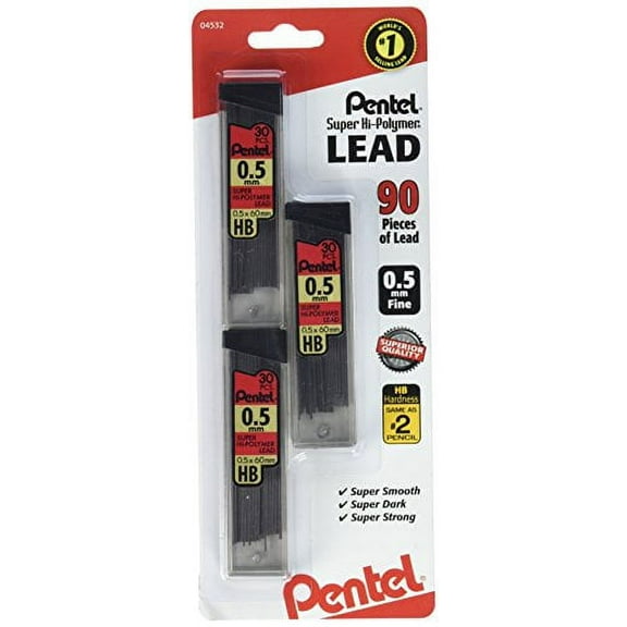 Pentel C25bphb3 90 Count .5mm Super Hi Polymer Lead