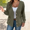 thumbnail image 2 of Ediodpoh Women's Solid Color Button Down V Neck Loose Long Sleeved Cardigan Classic Cardigans for Women Green XXL, 2 of 4