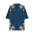 thumbnail image 6 of Women's Plus Size Graphic Tees Summer Loose Raglan Sleeve Crewneck Floral Print T-Shirts Drop Shoulder Trendy Casual Tops 4-18, Navy, XXL, 6 of 6