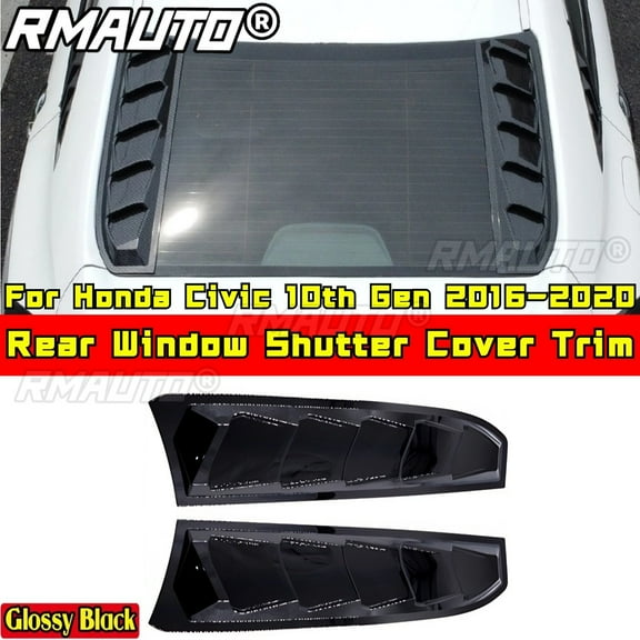Civic Carbon Fiber Look Rear Window Side Vent Shutter Louver Cover Trim For Honda Civic 10th 2016-2020 Car Accessories