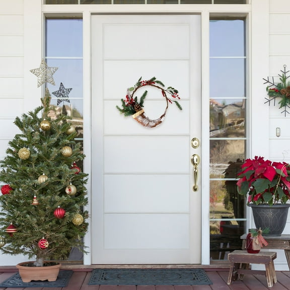 Northlight 14" Unlit Lightly Frosted Cornucopia Artificial with Berries and Pine Cones Christmas