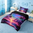 thumbnail image 2 of Erosebridal Hawaii Beach Twin Comforter Sets,Hawaii Holiday Tropical Botanical Coconut Tree Bedding Set For Girls,Reversible Black,2pcs, 2 of 7