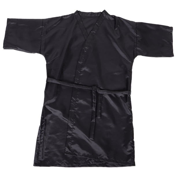 Bata de peluquería para cliente, bata negra con lazo ajustable para corte de cabello, suministros de peinado
