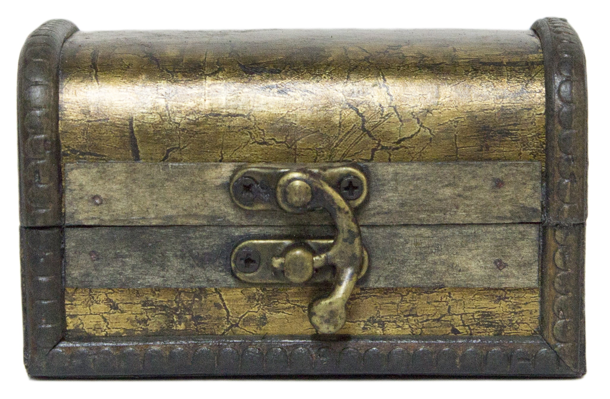 Small Pirates Booty 4.5 Inch Gold Painted Wooden Treasure Chest / Stash