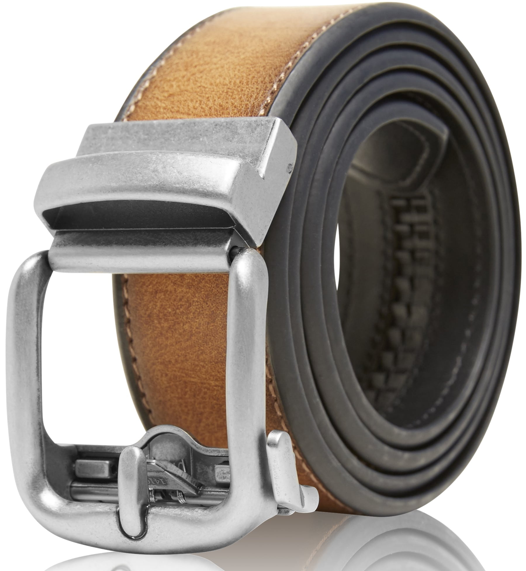 Luxury Leather Belt Mens Ratchet Dress Belt With Adjustable Automatic Buckle US 