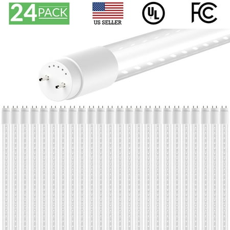 Sunco Lighting 24 Pack 4FT 48 Inch T8 Tube LED Light Bulbs 15 Watt (32 Equivalent) Clear 5000K Kelvin Daylight 1800LM, Bright White Light, Single Sided Connection Bypass Ballast - ETL & DLC Listed