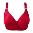 thumbnail image 2 of Pejock Everyday Bras for Women, Women's Ultimate Comfort Lift Wirefree Bra Solid Color Comfortable Hollow Out Perspective Bra Underwear No Rims Bras No Underwire Red Cup Size 40/90BC, 2 of 2