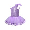 thumbnail image 2 of iEFiEL Kids Girls One Shoulder Bowknot Sequined Ballet Dance Gymnastics Leotard Tutu Dress, 2 of 7
