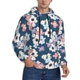 thumbnail image 2 of Kdxio Flowers Print Mens Casual Hooded Collar Drawstring Hoodies Pullover Sweatshirts Casual Long Sleeve Shirts-Medium, 2 of 7