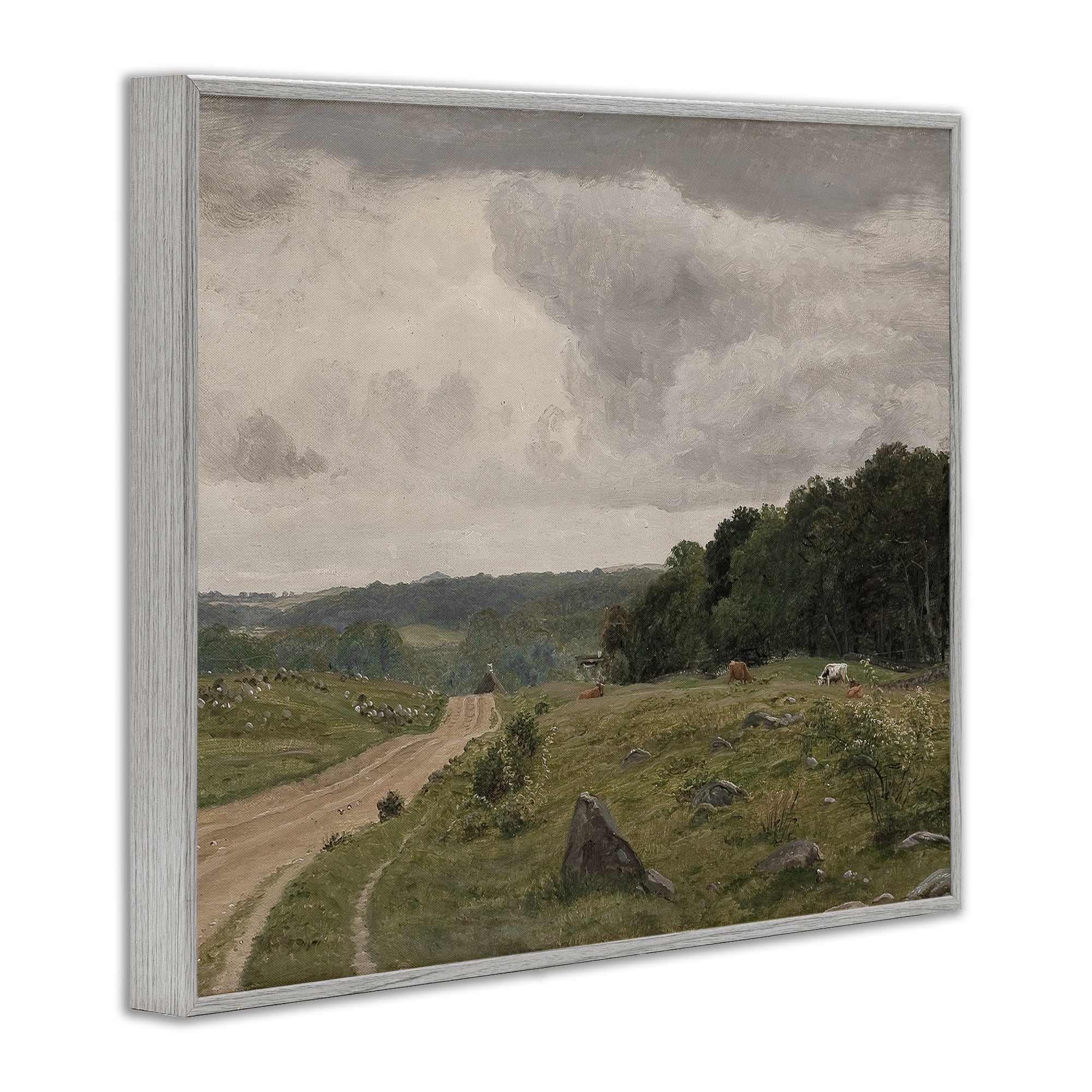 Stupell Industries To The Country Landscape Landscape Painting Gray Framed Art Print Wall Art, 20 x 16
