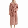 thumbnail image 5 of Sakmal Flannel Womens Robes Fleece Long Length Kimono Loungewear for Women Pink House Women's Robe with Pockets, 5 of 5