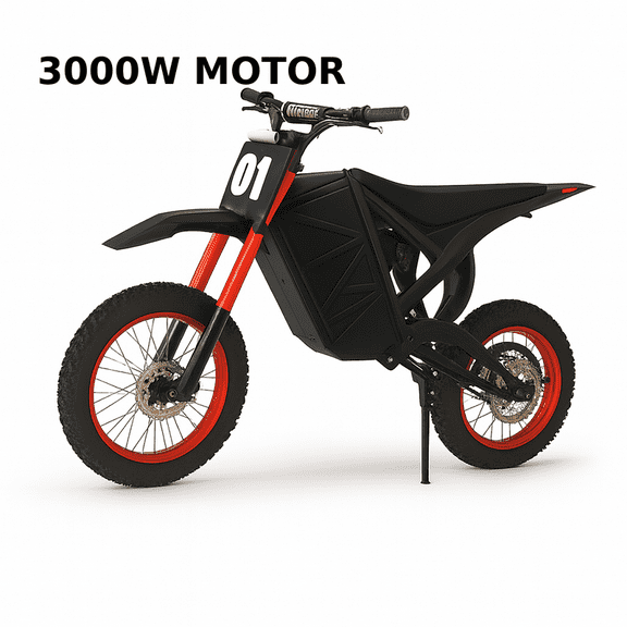 3000W 48V Electric Dirt Bike for Adults 38MPH Top Speed 38 Miles Range Full Suspension UL2849 Certified