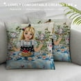 thumbnail image 3 of Orinice  Alice in Wonderland Throw Pillow Cushion Cover, Alice Pours Cup of Tea with Cupcakes Flowers in Wonderland Fantasy, Decorative Square Accent Pillow Case,  White, 3 of 5