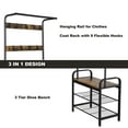thumbnail image 4 of 72" Industrial Coat Rack Shoe Bench with Storage Shelf, Entryway Hall Tree, Wood Look Accent Furniture with Metal Frame, 3-in-1 Design, Easy Assembly, 4 of 8