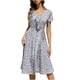 thumbnail image 1 of Vestido de manga corta de playa boho floral de gasa con cuello en V casual para mujer Fridja yut2988, 1 of 8
