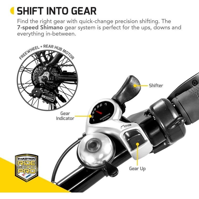 Swagtron EB12 Pedal Assist Electric Bike City Commuter with 700c Wheels 7 Speed Swappable Battery Walmart