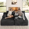 thumbnail image 5 of Yaheetech 110" 3-Seat L-Shaped Sofa Modular Sectional Sofa Corduroy Cloud Couch with 2 Armrests and Detachable Pillows for Living Room, Dark Gray, 5 of 8