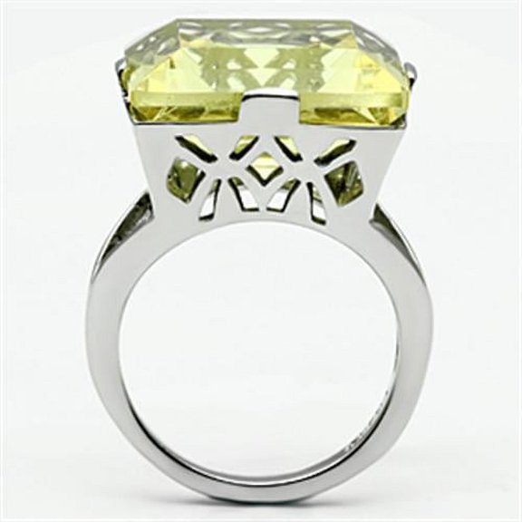 TK649 - High polished (no plating) Stainless Steel Ring with Top Grade Crystal in Citrine Yellow