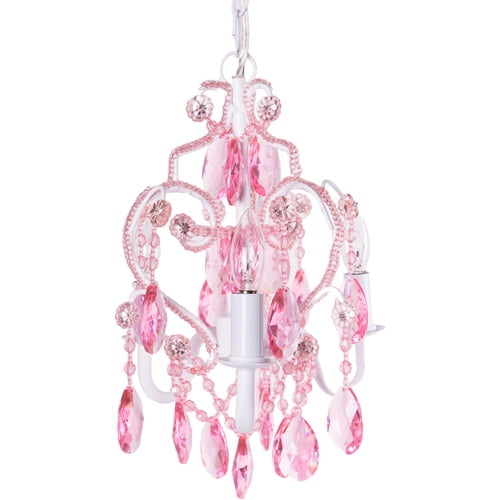 Mini Chandelier 3-Light Hanging Ceiling Fixture Lamp Lighting Pink Sapphire 