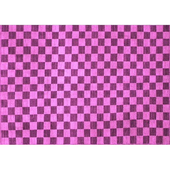 Ahgly Company Indoor Rectangle Checkered Purple Modern Area Rugs, 7' x 9'