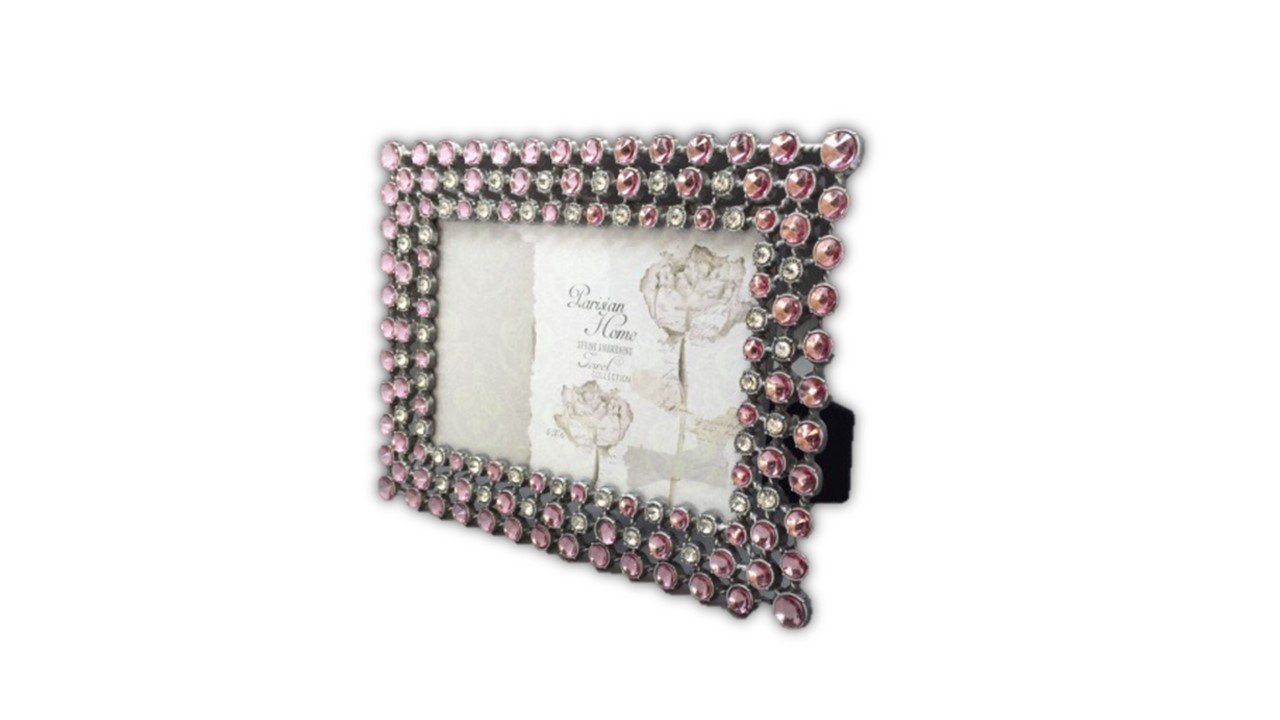 Vintage style pink rhinestone frame 4x6