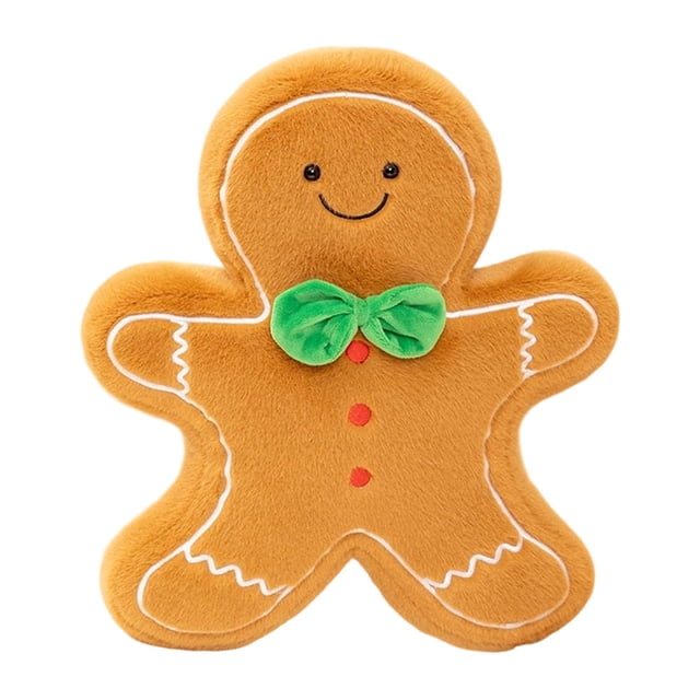 Cojín navideño de peluche, decoración navideña, muñeco de dibujos animados, suave y novedoso. Niño de jengibre