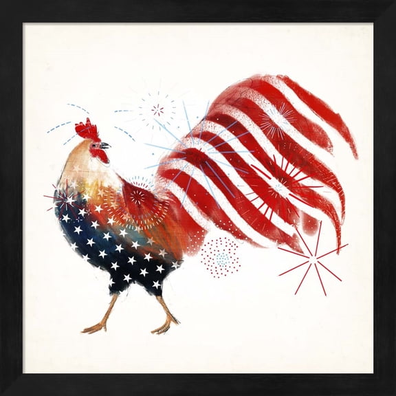 Rooster Fireworks I by Victoria Borges, Framed Wall Art, 13.25W x 13.25H