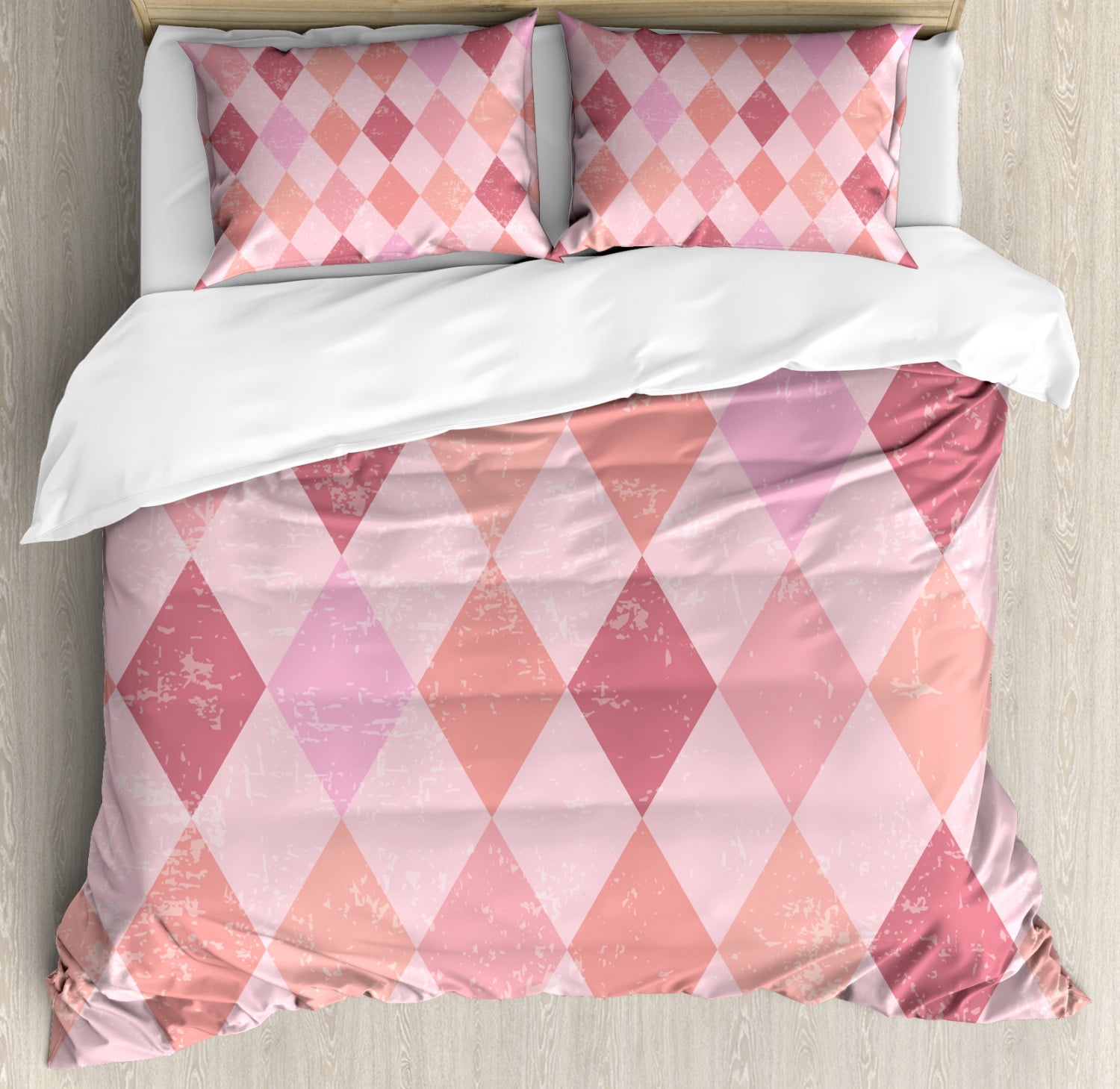 Pink Queen Size Duvet Cover Set, Shades of Pink for Vintage Weathered