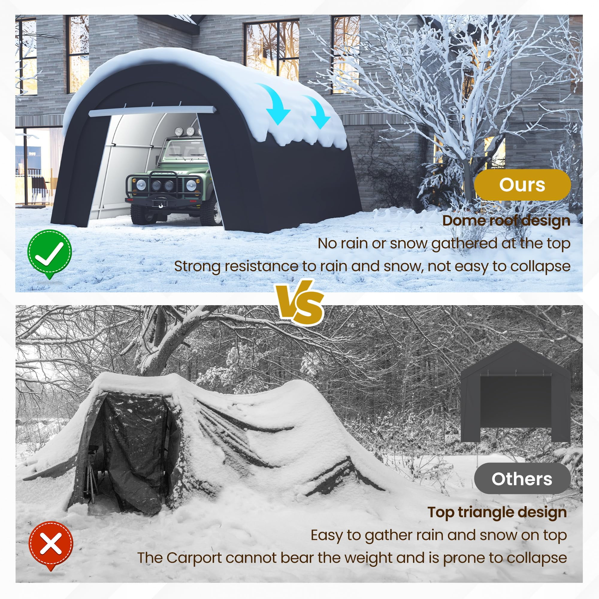 May in Color 13‘x20’ Metal Heavy Duty Portable Outdoor Garage Carport with 2 Roll-up Door, Waterproof Car Tent for Vehicles and Storage
