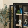 thumbnail image 6 of Walker Edison Modern Wood Open Bookshelf with Glass Doors and Drawer Storage, Black, 6 of 13