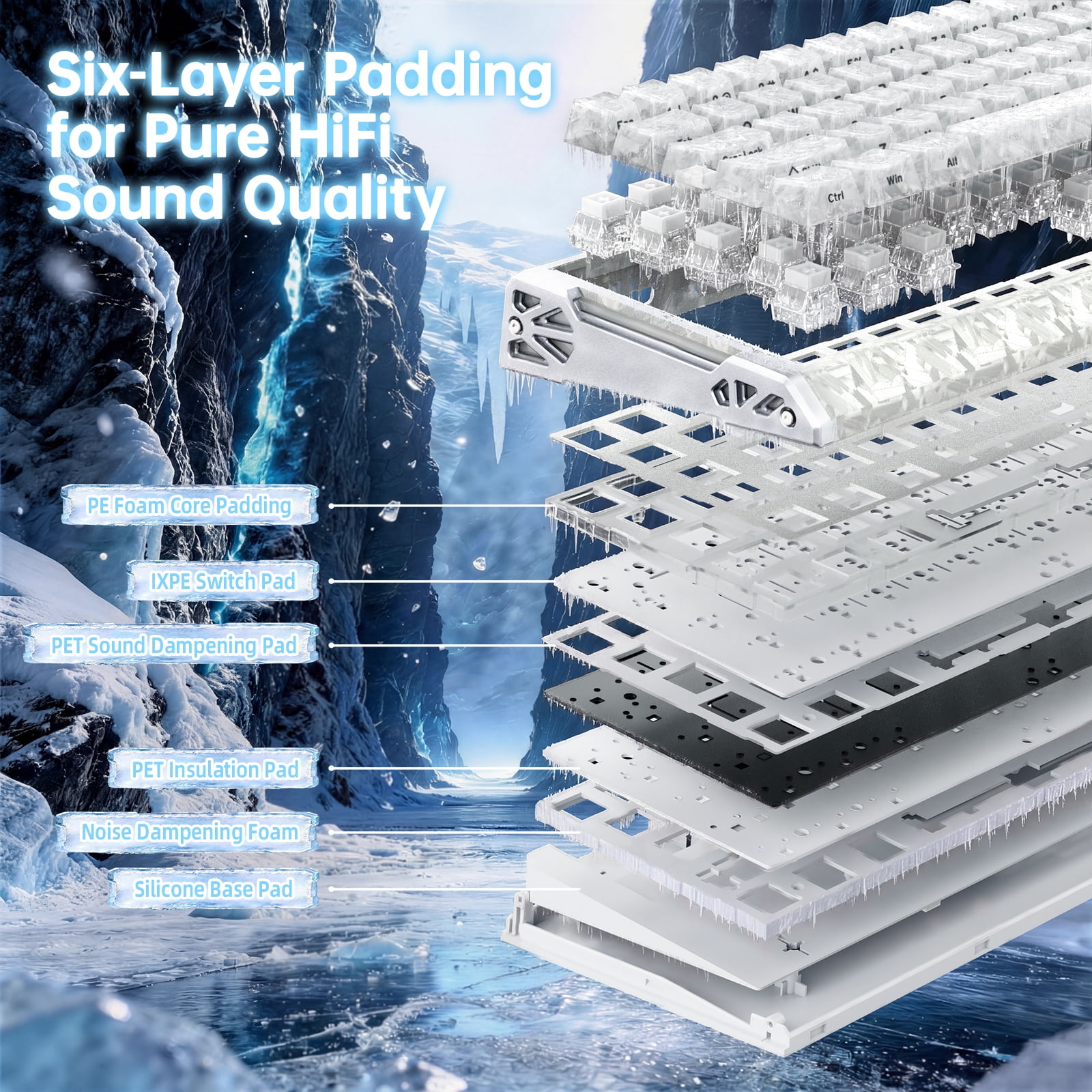 ATTACK SHARK R68 HE 8KHz RGB Gaming Corded Electric Computer Keyboard, Ice White