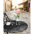 thumbnail image 6 of Round Fitted Tablecloths with Elastic Edge Halloween Spiders Spiderweb Texture Oil-Proof Waterproof Wipeable Table Cover for Kitchen Dining Party Decor Black White Table Clothes,36" - 44", 6 of 7