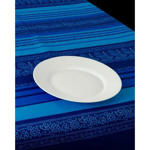 Blue Arabesque 100% Polyester, Stain Resistant Tablecloth 94 x 59 inch
