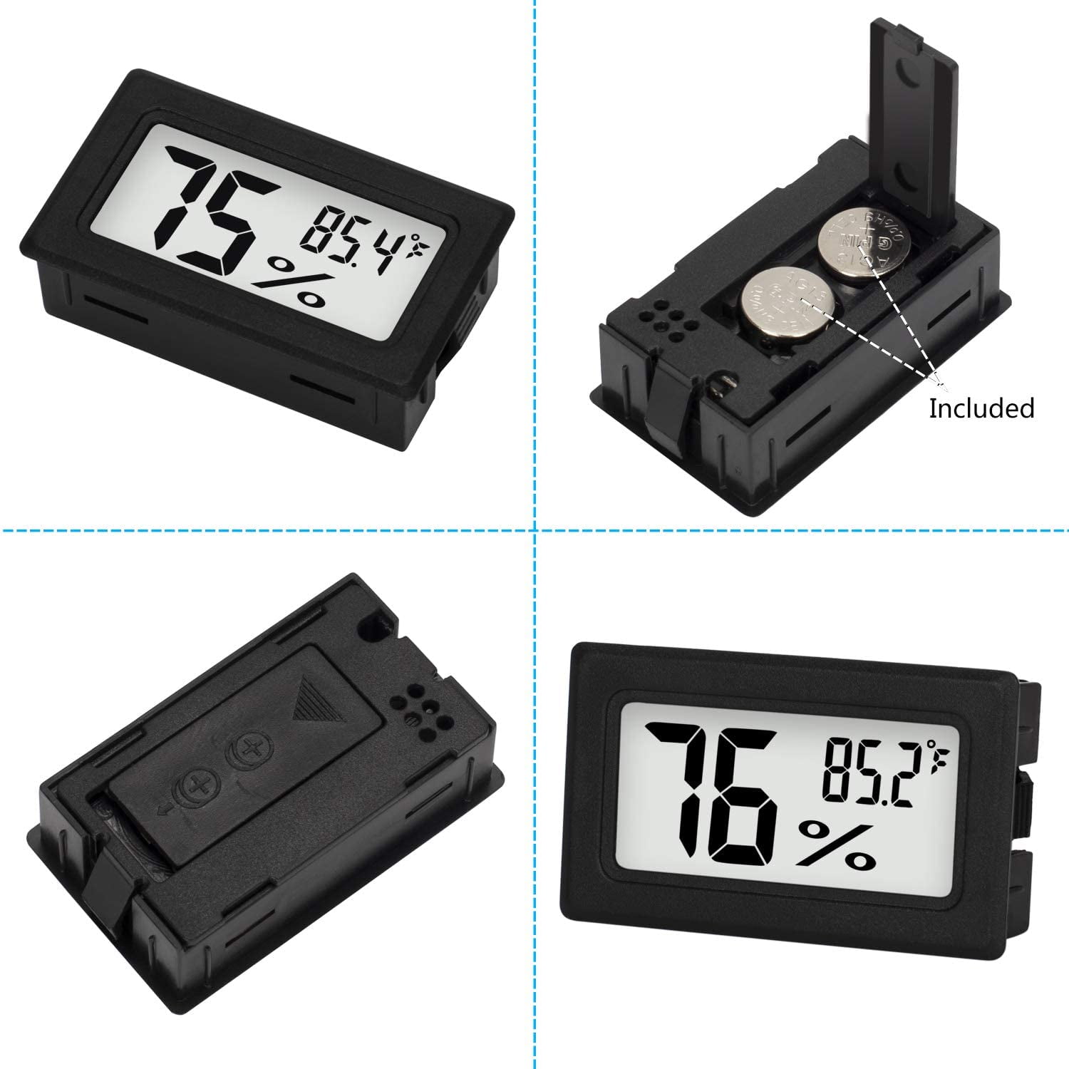Crazyview 2 Pack Mini Digital Hygrometer Indoor Outdoor Thermometer Hygrometer LCD Temperature Humidity Meter Gauge for Cigar Humidor, Guitar, Garden