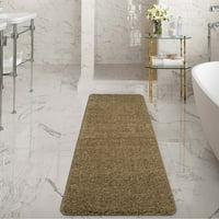 Ottomanson Luxury Solid Non-Slip Bath Runner Rug, Beige, 2'2"X6'